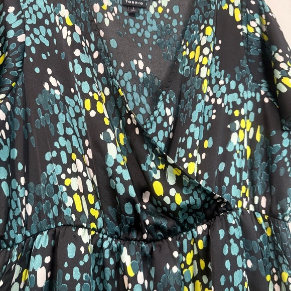 Torrid Green Faux Wrap Midi Dress - Picture 5 of 8